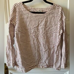 🌻Striped Linen Long-Sleeve Boatneck Top
